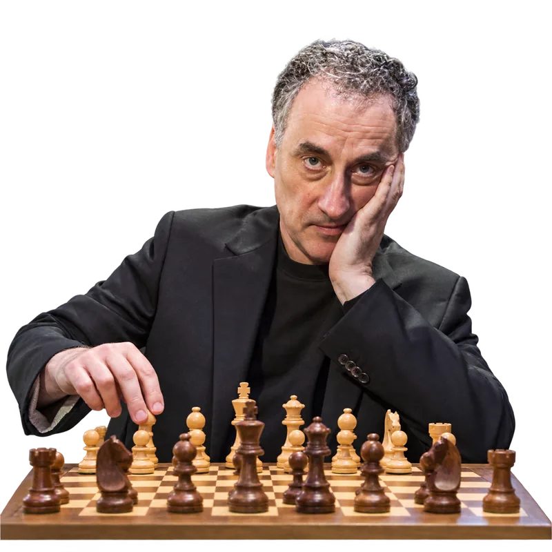 Malcolm Pein at a chessboard